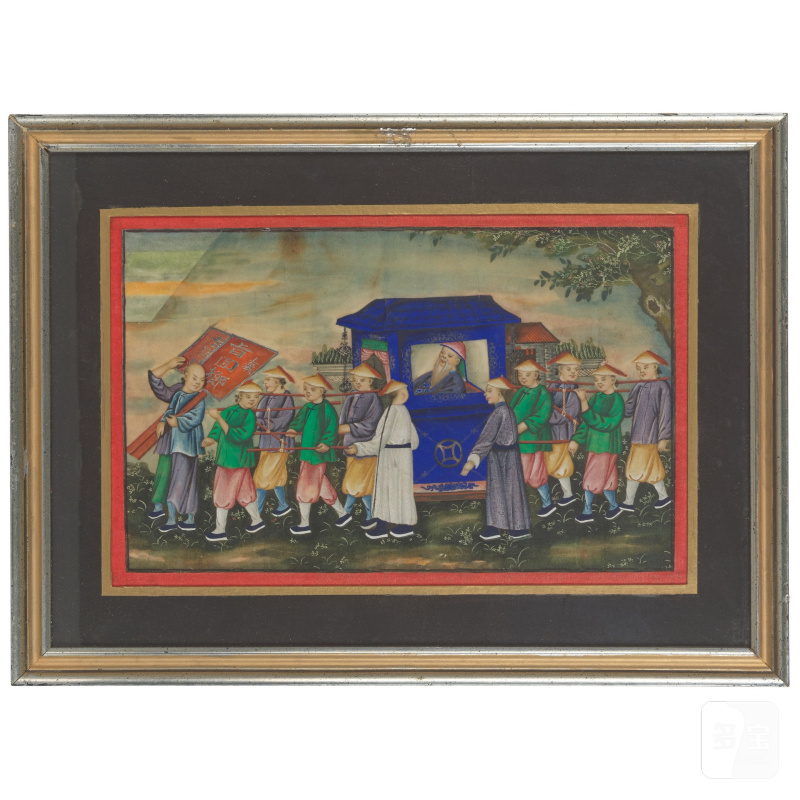 中國畫家 十八/十九世紀 人物園景圖一組八幅 水粉紙本 鏡框 | CHINESE ARTISTS (18TH/19TH CENTURY) - 图15